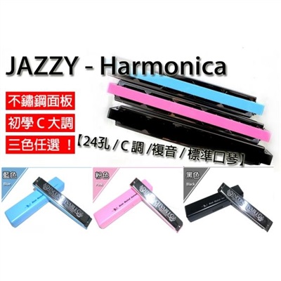 24孔複音口琴，C調，送簡易教學，金屬殼，附贈琴盒+擦拭布